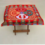 Buddha Stones Flower Endless Knot Prayer Altar Mat Healing Meditation 8 Auspicious Symbols Mat Table Runner Prayer Altar BS 7