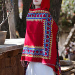 Buddha Stones Tibetan Shawl Red Love Heart Tassel Hooded Cloak Winter Cozy Travel Scarf Wrap Tibetan Shawl BS 8
