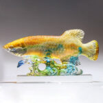 Buddha Stones Handmade Liuli Crystal Koi Fish Art Piece Luck Home Office Decoration Decorations BS 7