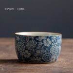 Buddha Stones Blue Lotus Peach Blossom Chrysanthemum Design Ceramic Teacup Kung Fu Tea Cups Cup BS 7.5-8.2cm*4.7-5cm*140-150ml