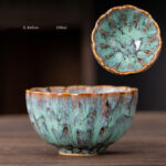 Buddha Stones Peach Blossom Pattern Ceramic Teacup Flower Tea Cups Cup BS LightSeaGreen