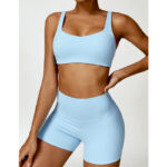 Buddha Stones Gym Sports Yoga Backless Bra Crop Tank Top Shorts 2-Piece Outfit BS 13