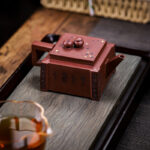 Buddha Stones Yixing All Handmade Gomoku Playing Chess Purple Clay Kung Fu Square Teapot 280ml Teapot BS 27