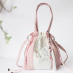 Buddha Stones Embroidered Grass Flowers Cherry Blossom Canvas Tote Crossbody Bag Shoulder Bag Handbag Crossbody Bag BS Cherry Blossom Pink White 28*30cm