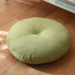 Buddha Stones Lotus Simple Pattern Linen Meditation Seat Cushion Home Living Room Decoration Decorations buddhastoneshop Detachable 40cm*10cm GreenYellow