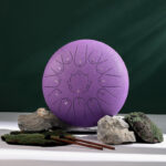 Buddha Stones Steel Tongue Drum Sound Healing Mindfulness Lotus Pattern Yoga Drum Kit 13 Note 12 Inch Percussion Instrument Tongue Drum BS Purple