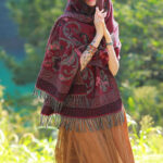 Buddha Stones Tibetan Flowers Leaves Pattern Design Shawl Cozy Travel Scarf Wrap Tibetan Shawl BS 23