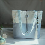 Buddha Stones Pear Flower Plum Peach Blossom Bamboo Embroidery Canvas Large Capacity Shoulder Bag Tote Bag Bag BS 6