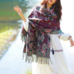 Buddha Stones Tibetan Flower Floral Leaves Pattern Design Shawl Cozy Travel Scarf Wrap Tibetan Shawl BS 11