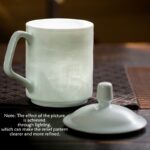 Buddha Stones Jingdezhen White Porcelain Handmade Great Wall Landscape Engraved Ceramic Teacup Office Mug Tea Cups Cup BS 4
