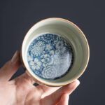 Buddha Stones Blue Lotus Peach Blossom Chrysanthemum Design Ceramic Teacup Kung Fu Tea Cups Cup BS 10