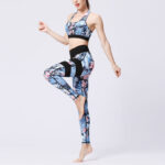 Buddha Stones 2Pcs Sunflower Flowers Leaves Print Top Pants Sports Fitness Yoga Women's Yoga Sets Women's Yoga Sets BS 23