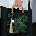 Buddha Stones Bamboo Leaves Butterfly Koi Fish Bamboo Handles Handbag Handbags BS 2