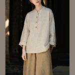 Buddha Stones Solid Color Loose Button Blouse Long Sleeve Shirt Top Long Sleeve Shirt BS 17