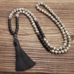 108 Mala Beads Zebra Jasper Frosted Stone Protection Tassel Bracelet (Extra 30% Off | USE CODE: FS30) Mala Bracelet BS 7