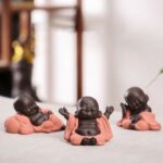 Buddha Stones Always Smiling Laughing Buddha Wealth Luck Purple Clay Maitreya Statue Decoration Decorations BS 5