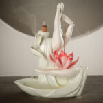 Buddha StonesTibetan Lotus Blessing Incense Burner Decoration Decoration BS 1