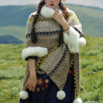 Buddha Stones Tibetan Multicolored Striped Shawl Winter Cozy Travel Scarf Wrap Tibetan Shawl BS 57