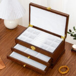 Buddha Stones Retro Wooden Jewelry Box Three-Layer Jewelry Storage Box Jewelry Box BS 2