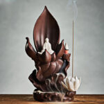 Buddha Stones Lotus Buddha Avalokitesvara Enlightenment Purple Clay Incense Burner Decoration Incense Burner BS 10