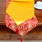 Buddha Stones Prayer Altar Flower Vajra Dragon Pattern Tibetan Auspicious Symbols Tassels Jacquard Table Runner Prayer Altar BS 2