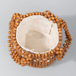 Buddha Stones Hand-woven Bucket Portable Wooden Beads Handbag Handbags BS 1