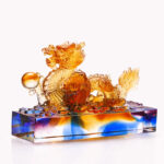 Buddha Stones Handmade Multicolored Dragon Liuli Crystal Art Piece Protection Home Office Decoration Decorations BS 2