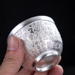 Buddha Stones Fu Character Dragon Phoenix Horse Koi Fish Silver Gilding Ceramic Teacup Kung Fu Tea Cup Cup BS 2