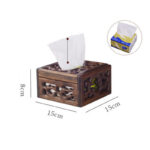 Buddha Stones Retro Wooden Tissue Box Engraved Wooden Tissue Holder Wipes Boxes Decoration Decorations BS 15*15*8cm-Fit For 100 Tissues
