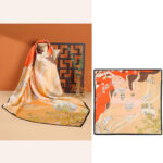 Buddha Stones Pastoral Scene Hot Air Balloon Spring Blossom 100% Mulberry Silk Neck Hair Scarf Silk Shawl BS Orange Hot Air Balloon