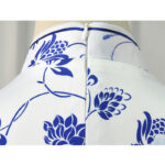 Buddha Stones Blue And White Porcelain Color Peony Flower Pattern Cheongsam Dress Women's Qipao Dress Cheongsam Dresses BS 10