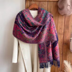 Buddha Stones Tibetan Flower Branch Tassel Shawl Cozy Travel Scarf Wrap Tibetan Shawl BS Rose Red 180*65cm