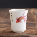 Buddha Stones Koi Fish White Porcelain Ceramic Teacup Kung Fu Tea Cup Cup BS Koi Fish 5.2cm*6.3cm*65ml