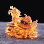 Buddha Stones Feng Shui Dragon Turtle Coins Handmade Liuli Crystal Luck Art Piece Home Office Decoration Decorations BS 16