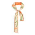 Buddha Stones Dunhuang Frescoes Mountains Sunset Floral Pattern 100% Mulberry Twilly Silk Neck Hair Scarf Silk Scarf BS Iris Flower
