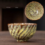 Buddha Stones Peach Blossom Pattern Ceramic Teacup Flower Tea Cups Cup BS PaleGoldenrod