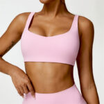 Buddha Stones Gym Sports Yoga Backless Bra Crop Tank Top Shorts 2-Piece Outfit BS Pink Top US8/10/XL