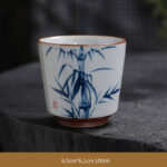 Buddha Stones Lotus Flower Leaf Bamboo Ceramic Teacup Kung Fu Tea Cups Cup BS Bamboo 6.5cm*6.2cm*100ml