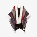 Buddha Stones Tibetan Multicolored Wavy Lines Knitted Striped Shawl Coat Winter Cozy Travel Scarf Wrap Tibetan Shawl BS Red Purple 150*106cm