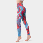 Buddha Stones Colorful Flower Petal Leaves Print Sports Exercise Fitness High Waist Leggings Women's Yoga Pants Women's Leggings BS Crimson XL(Fit for US8-10; UK/AU12-14; EU40-42)