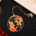 Buddha Stones Gold Koi Fish Metal Brass Hollow Bookmark Bookmarks BS Koi Fish&Envelope