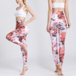 Buddha Stones Red Pink Flowers Print Sports Fitness Yoga High Waist Leggings Women's Yoga Pants Leggings BS 3