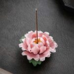 Buddha Stones Tibetan Lotus Blessing Ceramic Stick Incense Burner Decoration Incense Burner BS main