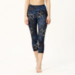 Buddha Stones Leaves Butterfly Print Sports Yoga Cropped Leggings Women's Yoga Capri Pants Women's Capri Pants BS Black XL(Fit for US8-10; UK/AU12-14; EU40-42)