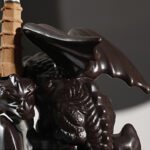 Buddha Stones Nordic Dragon Ceramic Backflow Smoke Fountain Meditation Healing Incense Burner Led Ball Decoration Incense Burner BS 15