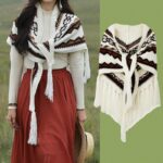 Buddha Stones Tibetan Triangular Shawl Striped Tassels Winter Cozy Travel Scarf Wrap Tibetan Shawl BS 10