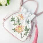 Buddha Stones Embroidered Osmanthus Peony Grape Cat Cotton Linen Tote Crossbody Bag Shoulder Bag Handbag Crossbody Bag BS 8