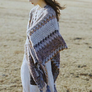 Buddha Stones Tibetan Shawl Gray Brown Striped Knitted Tassels Winter Cozy Travel Scarf Wrap Tibetan Shawl BS 140*110cm