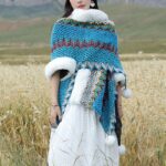 Buddha Stones Tibetan Multicolored Wavy Lines Knitted Striped Shawl Coat Winter Cozy Travel Scarf Wrap Tibetan Shawl BS 8