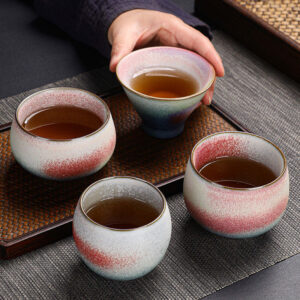 Buddha Stones Retro Red Gradient Kiln Change Ceramic Teacup Kung Fu Tea Cup Cup BS main
